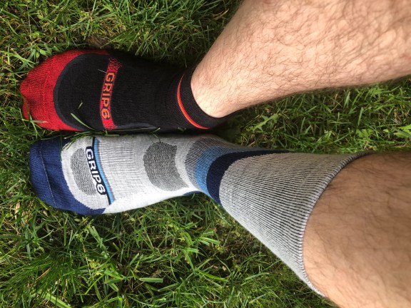 Different Grip6 socks on each foot