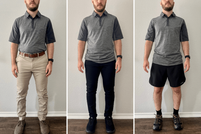 Three Panels of the Icebreaker Merino Hike Top With Different Outfits