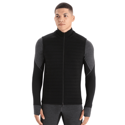Icebreaker Men's Zone Knit Quilted Merino Wool Vest Black