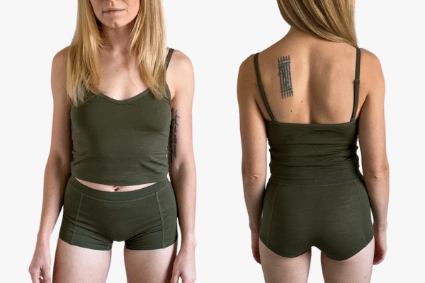 Ridge Merino Bralette and Shorts Both Front And Back View