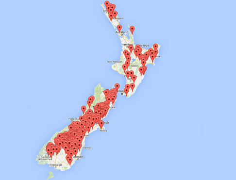 Map of Certified Wool Growers in New Zealand