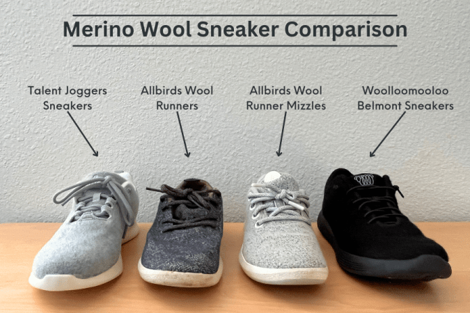Talent Joggers Sneaker Comparison to Allbirds and Woolloomooloo Shoes