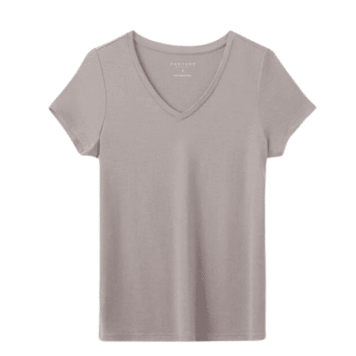Unbound Women's Merino Wool V-Neck T-Shirt Beige